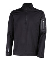 Men's black long-sleeve base layer with quarter zip.