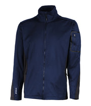 Men's navy blue full zip base layer with a pocket on the left sleeve.
