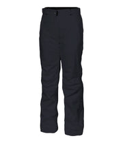 A pair of women's black pants with zippered hand pockets, an adjustable waistband, and belt loops.